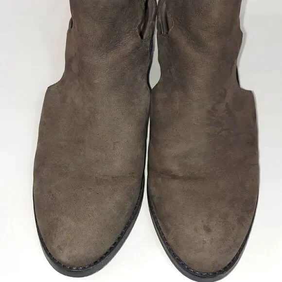 Eileen Fisher Gray Leather Nubuck Vanda Cutout Booties Sz 8.5 - Picture 4 of 10